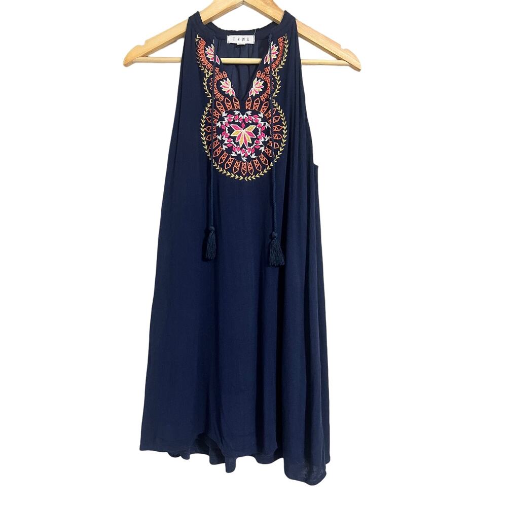 THML Roonie  Embroidered Navy Dress Small